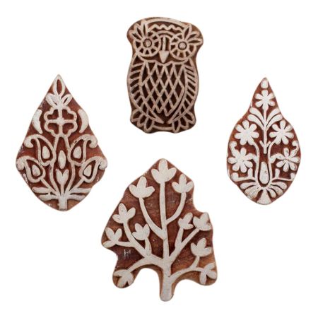 Set of 4 Piece New Mix Wooden Printing Block